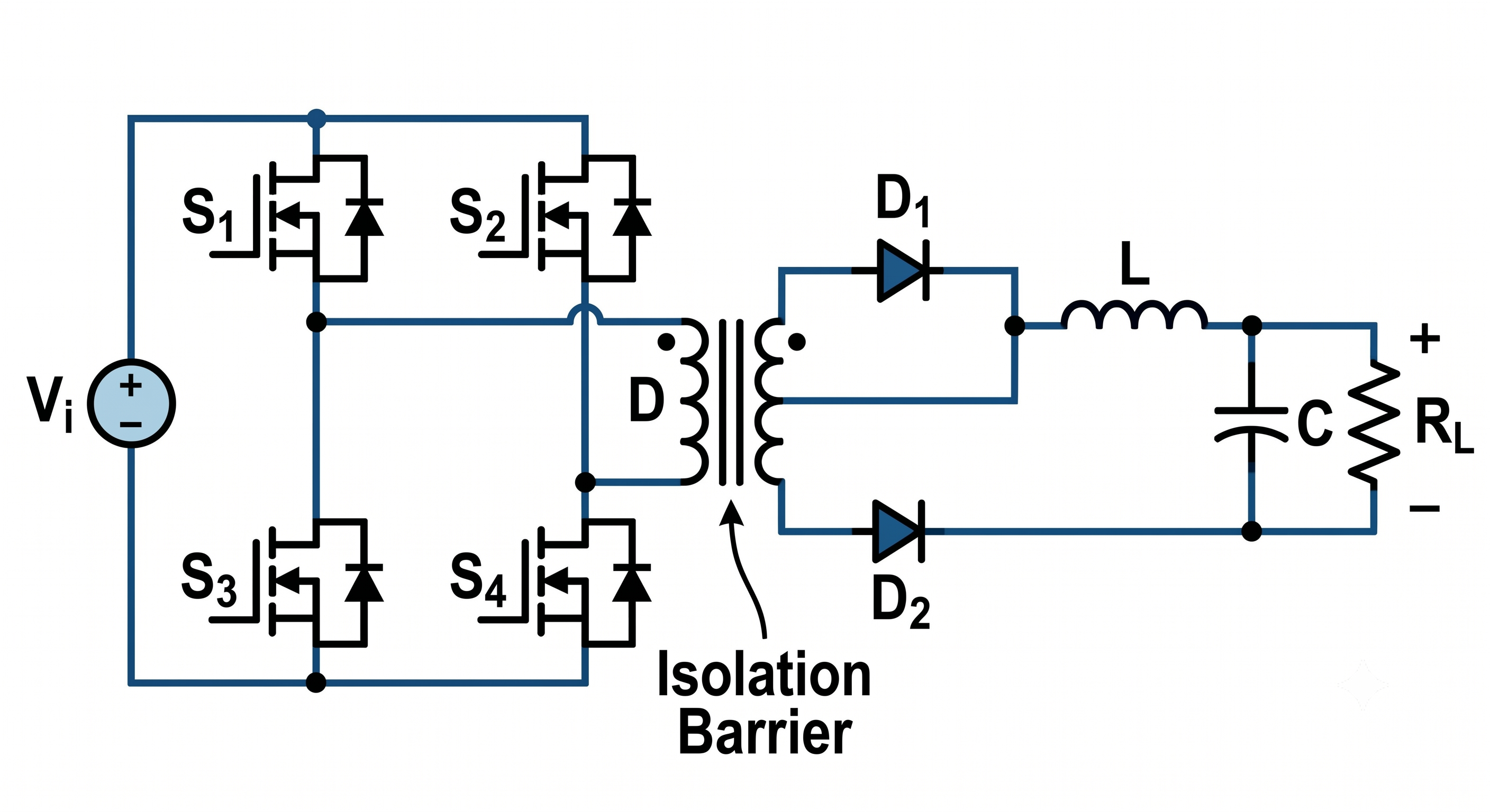 Isolated full-bridge DC-DC converter schematic
